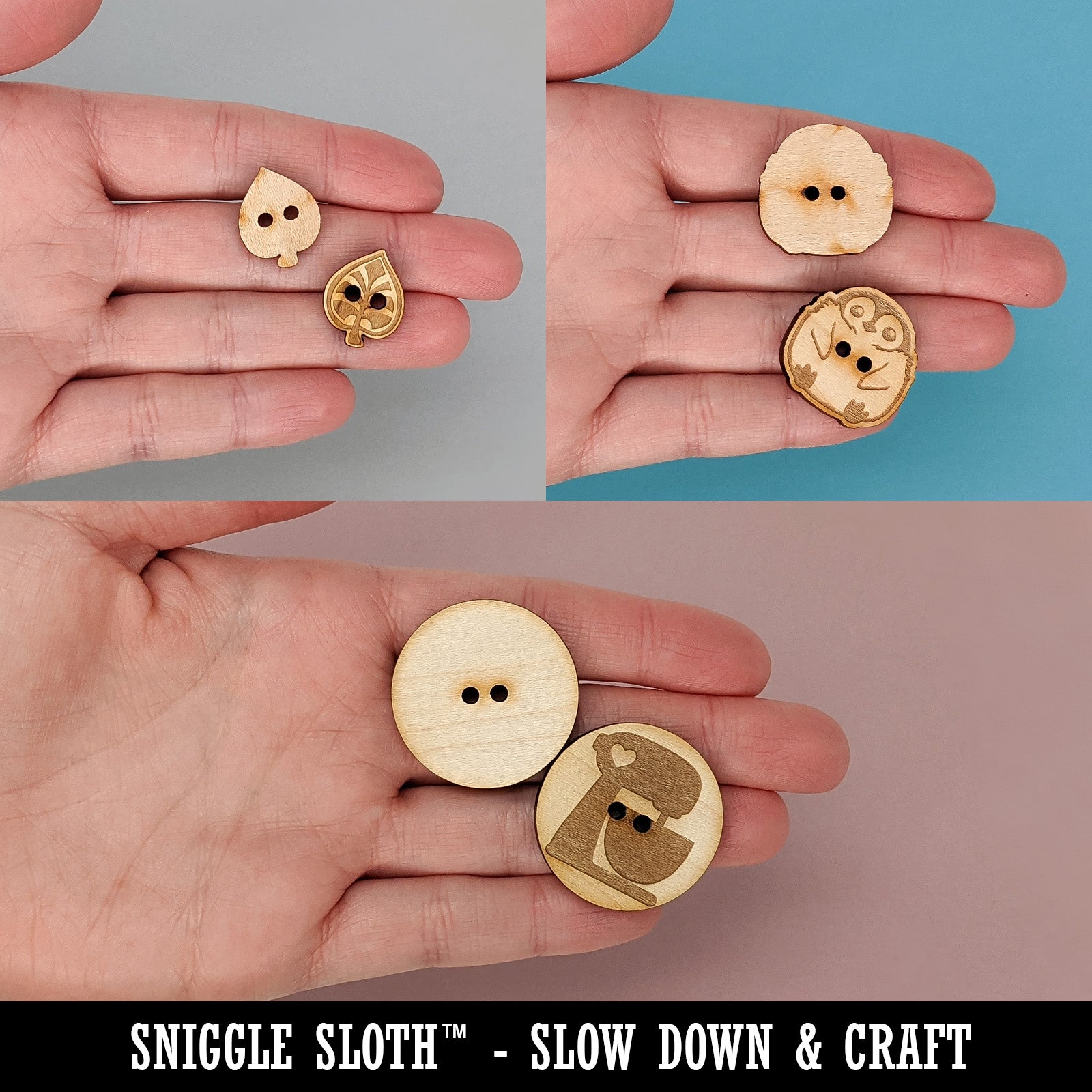 Made with Love in Heart Wood Buttons for Sewing Knitting Crochet DIY Craft